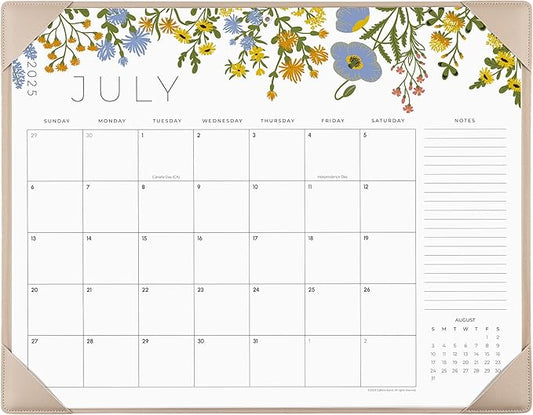 Desk Calendar 2025-2026 with Desktop Mat, Cabbrix Large Desk Pad Calendar 22 x 17 Inch Cover 12 Months Runs From July 2025 to June 2026, Floral Design Calendar 2025 for Home School and Office (Apricot)