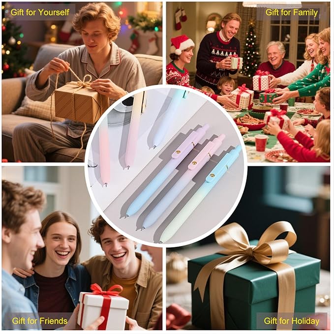 ITAWIXS Gel Pens, 6 Pcs 0.5mm Quick Dry Black Ink Pens Fine Point Smooth Writing Pens, Cute Office School Supplies Gifts for Women