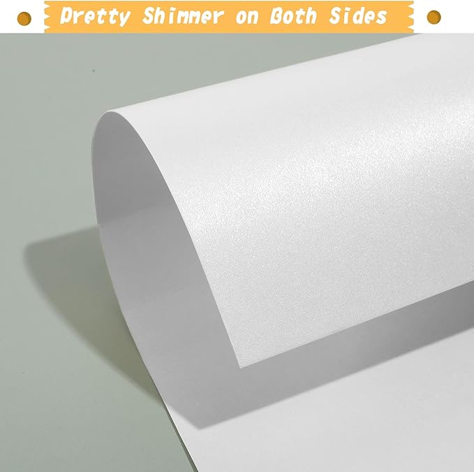120 Sheets Silver Shimmer Cardstock 8.5 x 11 Inch Metallic Paper, 250gsm/92lb Double Sided Silver Card Stock Pearlescent Paper for Invitations, Certificates, Crafts, DIY Cards