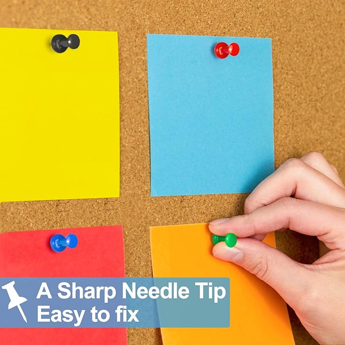 2400 Pcs Multicolor Push Pins Standard Thumb Tacks with Steel Point and Plastic Head PushPins thumbtacks for Wall, Cork Board, and Bulletin Board