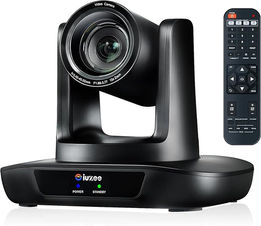 PTZ Camera 4K Conference Room Camera USB3.0/HDMI Live Streaming 12X Optical Zoom Wide Angle for Video Conferencing Church Services Education Medical Work with Zoom Webex OBS YouTube Facebook