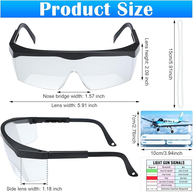 Aviation Flight Training Glasses Adjustable View Limiting Goggles Device with Glasses Box and Tag(Clear)