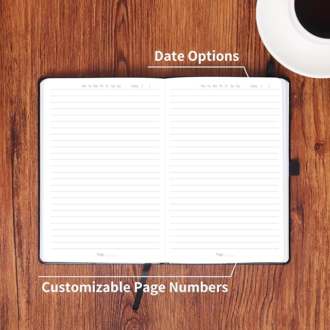 KODAPAGE Black A5 Liend Journal Notebook, 7mm College Ruled Notepad, Journaling for Writing, Work, School, Travel and Note Taking, Hardcover 224 Pages (112 Sheets) 5.5 x 8.3 inches (8 Pack)