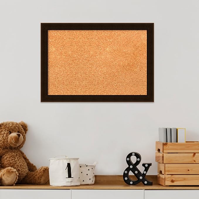 Amanti Art Natural Cork Board for Wall, 14x20 Vision Board with Brown Wood Frame, Small Corkboard Office Decor for Home Organization, Country Rustic Corkboard Pinboard to Display Items for Home