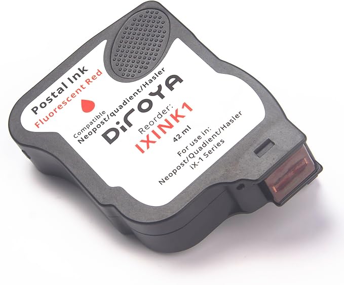 IXINK1 Ink Cartridge High Yield Replacement for Neopost Quadient Hasler iX-1 Series Franking Machine A0146668 Fluorescent Red Postage Meter Ink