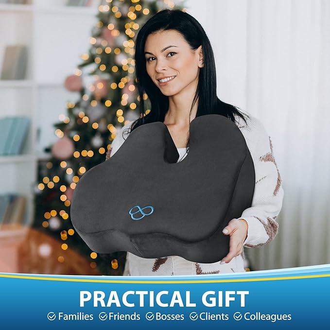 BlissTrends Seat Cushion,Thick Memory Foam Cushions for Office Chair, Car Seat, Airplane, Relieving Pressure Tailbone Sciatica Back Pain for Long Sitting Office Workers, Car Drivers 4.7in Thick Grey