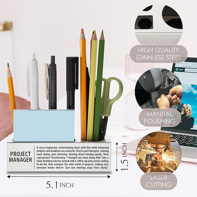 Project Manager Definition for Women, Men, Project Manager Office Supplies Desk Decor Pen Pencil Holders WCC47