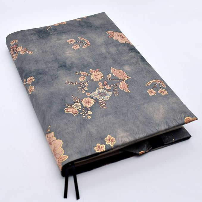 BLBMH Book Covers for Paperbacks Fit for 5.5x8.5 inch Adjustable Book Sleeve Cover for Women Over 15 Soft Cloth Protector for Bible Novels Notebook Journal - Flower 4 Green