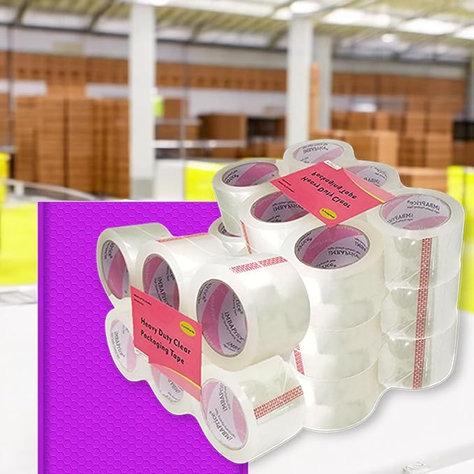 iMBAPrice 3-Inch Clear Packing Tape, 24 Rolls Extra Wide Shipping & Packing Tape (3" x 110 yard/330' Each) - Moving & Adhesive Carton Sealing for Office and Storage