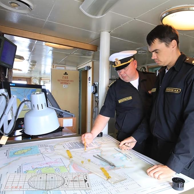 3 Pcs Basic Navigation Set,Including 15inch Parallel Ruler with Brass Arms, Nautical Protractor, and 6 Inch Marine Fixed Points Divider, Marine Accessories with Clear Scales for Boat