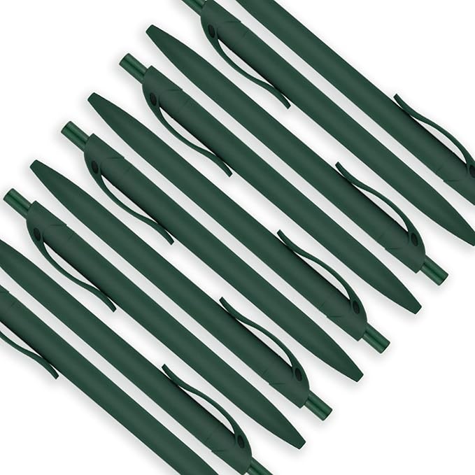 Deegtran 200 Pack No Bleed Green Barrel Click Pens, Wholesale Retractable Ballpoint Pens, Medium Point, Smooth Ink, 1.0MM Black Ink