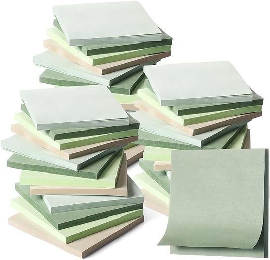 Thenshop 36 Pads Sticky Notes 3''x3'', Self Stick Notes Pads Office Supplies, 50 Sheets/pad Colored Aesthetic Sticky Accessories Home, Office, Notebook(Green)