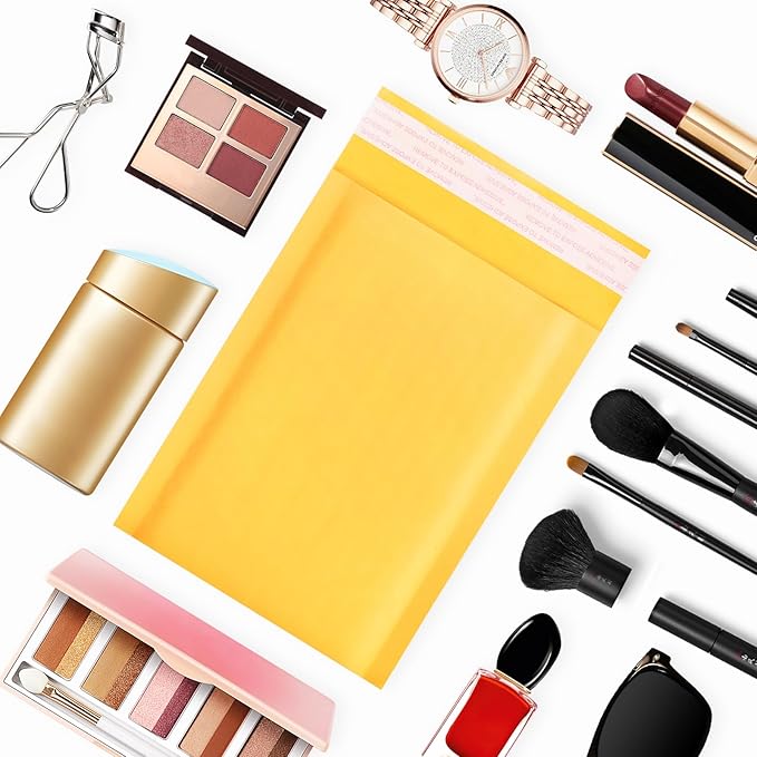 Kraft Bubble Mailers 4x7inch 50Pack Yellow Self-Seal Padded Envelopes Bubble Opaque Padded Mailers Shipping Bags for Small Businesses to Package and Mail Jewelry Cosmetics, Electronic Products, Cards