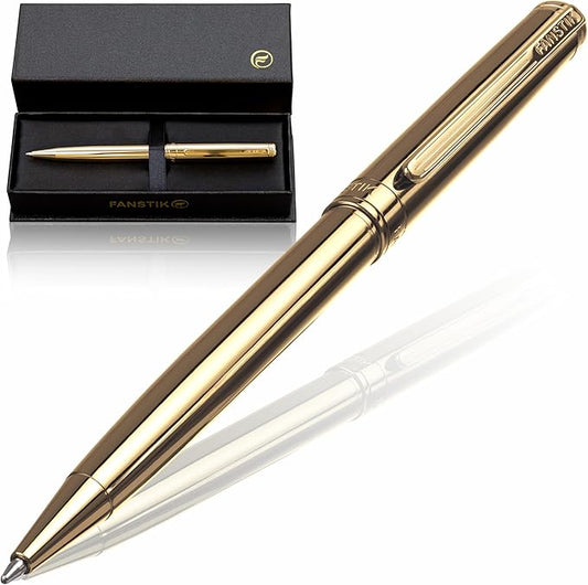 Customized Gold Luxury ballpoint pen (Made In USA) fancy gift set for women, Real 24K Gold Plating, Professional executive pen gift set for men (Lux Custom-BallPoint Gld)