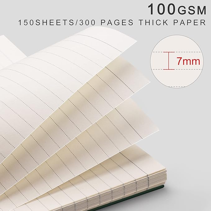 EMSHOI A4 Spiral Notebook College Ruled, 11.2" X 8.27", 150 Sheets/300 Pages, 100gsm Thick Lined Journal, Waterproof Softcover, Twin-Wire Binding, for School Work Business Writing, Gifts - Green