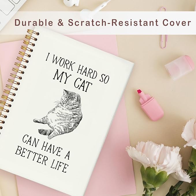 Lacama Cat Notebook, Gifts for Cat Lovers, Funny Notebooks for Work, 160 Pages, Office Humor Gifts, School Office Supplies, 5.5"x8.3" I Work Hard So My Cat Can Have A Better Life Journal Notebook