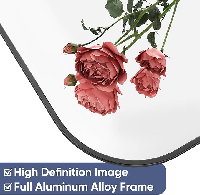 Antok Full Length Mirror, 71"x27" Floor Mirror Freestanding, Arched Floor Standing Large Mirrors Full Body Mirror with Stand for Bedroom, Hanging Mounted Mirrors for Living Room, Black