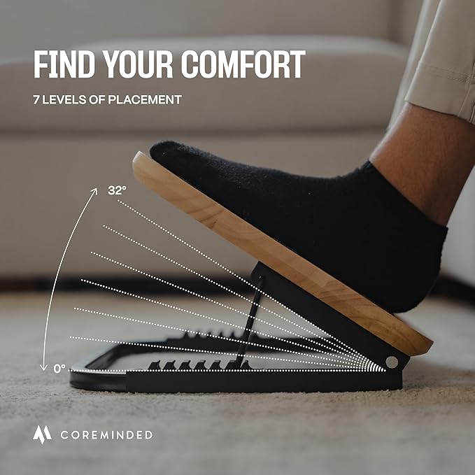 Adjustable Under Desk Foot Stool - Ergonomic Foot Rest with 7 Angles - Natural