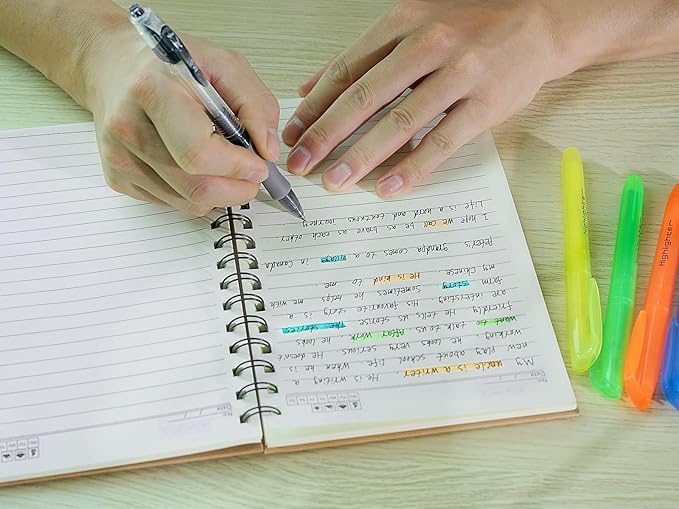 3 Pack Spiral Notebooks 5.83"x8.27", 200 Pages/100 Sheets A5 Spiral Notebook Journal, with Kraft Hard Cover, Ruled Lined Paper, for Work, School, College Students, Gifts