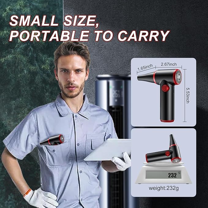 ATEngeus Compressed Air Duster, Stepless Speed Electric Air Duster, 100500RPM Cordless Air Duster with LED Light, Rechargeable Air Blower Replaces Canned Air, Keyboard Cleaner for Laptop, PC