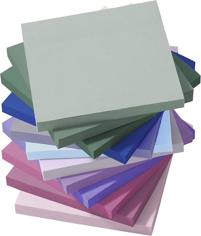 Mr. Pen- Colorful Sticky Notes, 3”x3”, 12 Pads, Mute Colors Sticky Notes Bulk, Sticky Note, Self-Stick Note Pads, Back to School Supplies