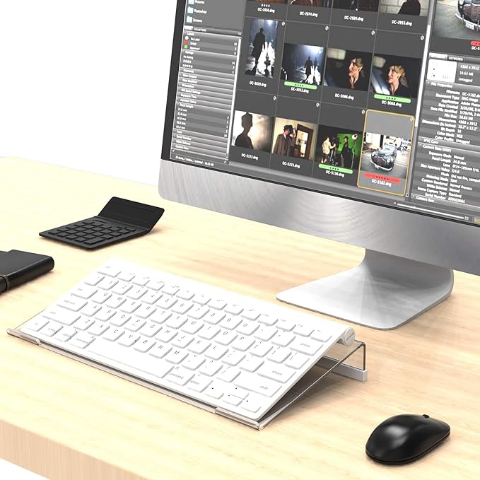 Acrylic Tilted Computer Keyboard Stand for Compact Keyboard, 78 Keys Keyboard, with White Silicone Strip, 11.8 Inch Width