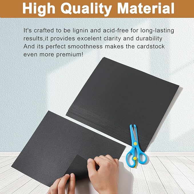 120 Sheets Shimmer Black Cardstock 8.5 x 11 Crafts Paper, 250gsm/92lb Heavyweight Construction Paper Card Stock for Halloween, DIY Cards Making, Greeting Cards, Party, Wedding Invitations