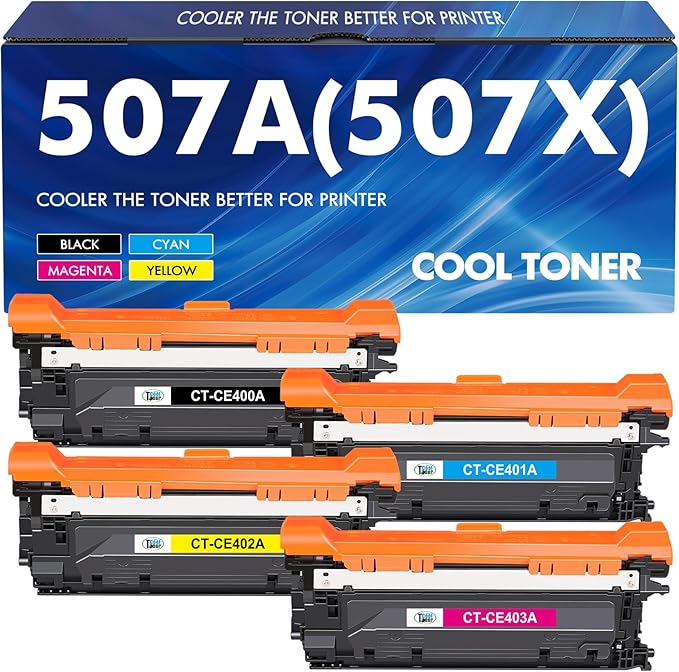 507A Toner Cartridge 4-Pack Compatible for HP 507A 507X CE400A CE401A CE402A CE403A 500 Color M551 Toner Cartridges for HP Laserjet Enterprise M551 M551n M551dn M551xh M570dn M570dw M575f Printer