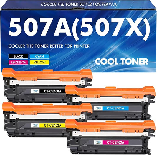 507A Toner Cartridge 4-Pack Compatible for HP 507A 507X CE400A CE401A CE402A CE403A 500 Color M551 Toner Cartridges for HP Laserjet Enterprise M551 M551n M551dn M551xh M570dn M570dw M575f Printer