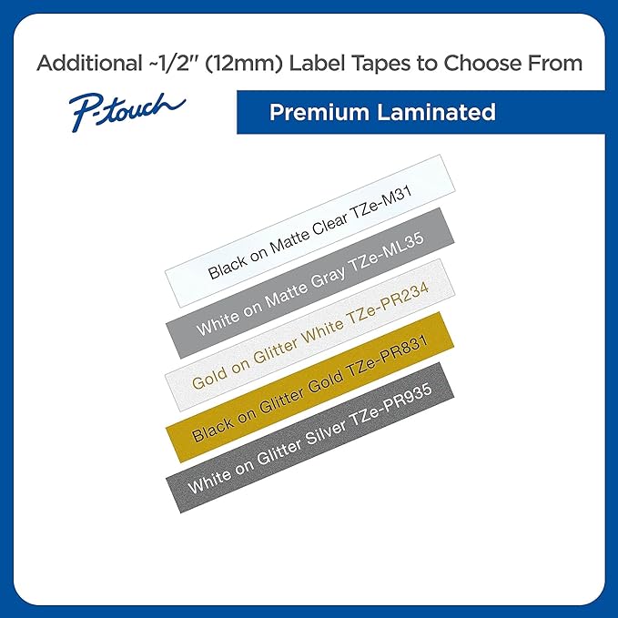 Brother Genuine P-touch TZe-231 4-Pack Tape (TZE2314PKB) ½” (0.47” or 12mm) x 26.2 ft. (8m) Laminated Black on White, (For use with PT-D210, PT-H110, PT-D220, PT-D410, PT-D600 Label Makers)