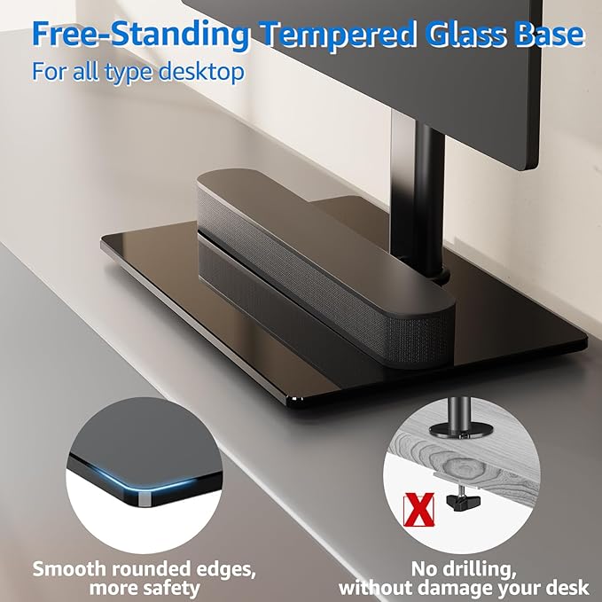 MOUNTUP Vertical Dual Monitor Stand, Stack Two Screens up to 32 inches,33 Lbs, Free-Standing Monitor Desk Mount, Monitor Riser with Swivel, Tilt, Height Adjustable, VESA Stand 100 x 100mm, 75 x 75mm