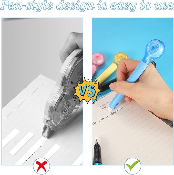 BESARME 12 Pieces Correction Tape Pen, Push Pull Protective, Easy to Use Applicator for Instant School Office Supplies, 1/5 X 236 Inch