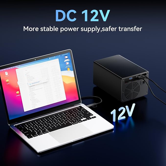 3 Bay Hard Drive Enclosure with Cooling Fan for 2.5“/3.5" SATA HDD/SSD with USB A/C 3.0, Support 60TB, Hot Swappable, Daisy Chain Expansion, Tool-Free HDD Enclosure, DAS(NO RAID/NAS)