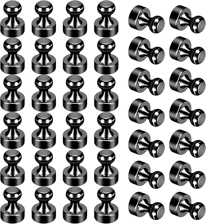 36Pack Refrigerator Magnets Black Fridge Magnets for Whiteboard Strong Whiteboard Magnets Small Metal Magnets for Fridge White Board Map Kitchen Office Classroom