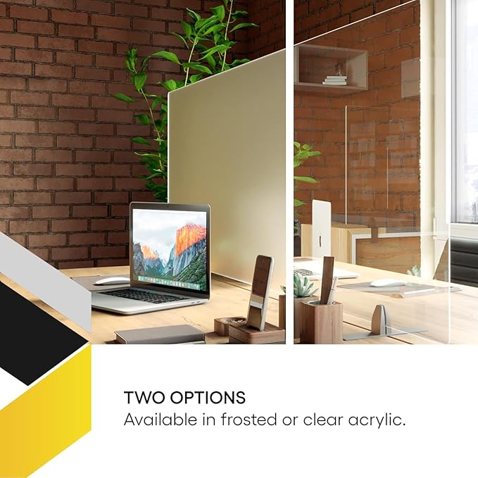 OBEX Acrylic Free Standing Screen, Divider for Desk Privacy Home & Office Partitions for Table Top Workstation, Portable Cubicle Panel for Work, 24" x 42", Frosted