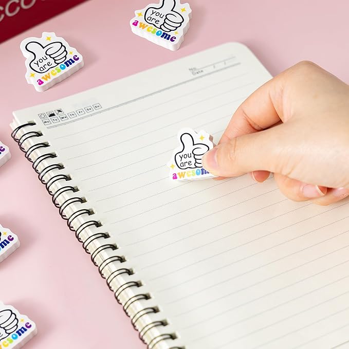 ANGOLIO 60Pcs Back to School Eraser You are Awesome Mini Inspirational Erasers Classroom Stationery for First Day of School Party Favors Student Prize Homework Rewards Gift Filling