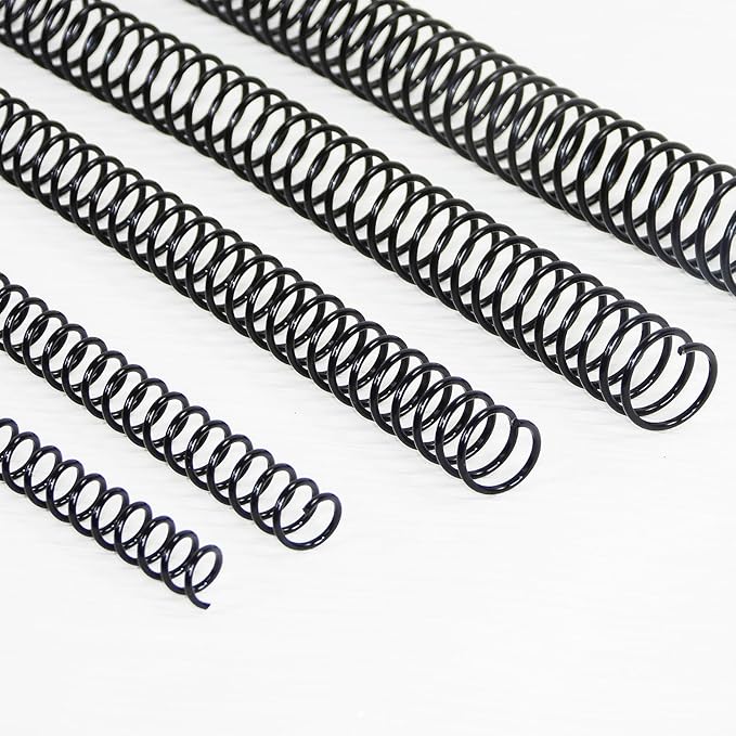Rayson Plastic Spiral Binding Coil, Assorted Sizes (5/16", 3/8", 1/2", 5/8", 3/4") 3:1 Pitch, Black, Pack of 125 – Ideal for Business and Education