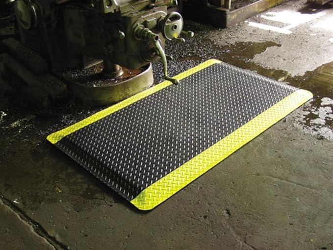 Rhino Mats, American Classic Diamond Anti-Fatigue Mats, Industrial Ergonomic Comfort Standing Mat for Work, Home, Garage, Office, Kitchen or Anywhere (Black/Yellow 9/16" Thick, 2 FT. x 5 FT.)
