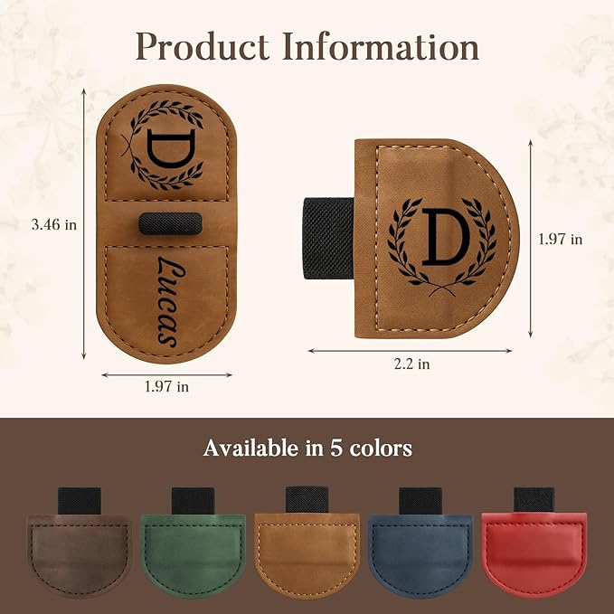 Personalized Bygone Mark Bookmark with Pen Holder,Engraving Leather Magnetic Bookmarks Vintage 26 Letters Name Initials Text Book Marker Clips Gifts for Reading Book Lovers Women (Coffee, S)