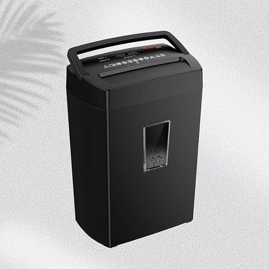 Bonsaii 12-Sheet Cross Cut Paper Shredder, P-4 High Security, Shreds Paper, Credit Cards, Staples, Clips, CDs, 5.5 Gal Home Office Heavy Duty Shredder with Transparent Window, Black