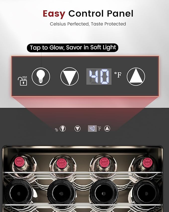 4.5 Cu.Ft Wine Cooler Refrigerator - 45 Bottle Wine Fridge with Glass Door for Beer Soda Water Drink, Small Wine Cellar Beverage Refrigerator for Bedroom Home Office Bar Dorm, Black