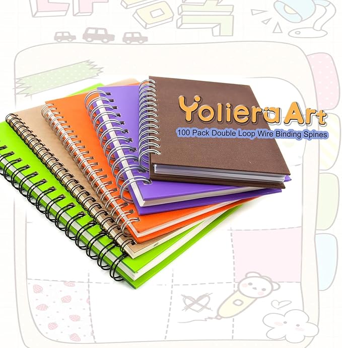 3:1 Pitch Double Loop Binding Wires, YolieraArt 100 Pack Spiral Spine Bindings, 9/16 Inch Wire Twin Binding for Book Binder Machine,Students and Coworkers (120 Sheet Capacity, 100P, Gold)