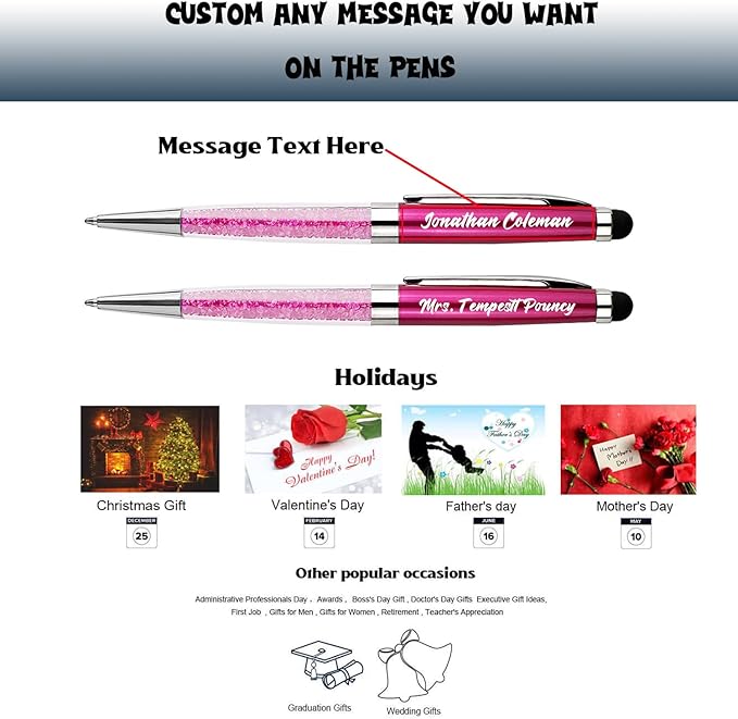 Personalized Custom Pens with Name Engraved Logo Text Pen, Customized Smooth Writing Pens Personalization Gift for Men Women Wedding Office Business Promotion, 12pcs/Pack