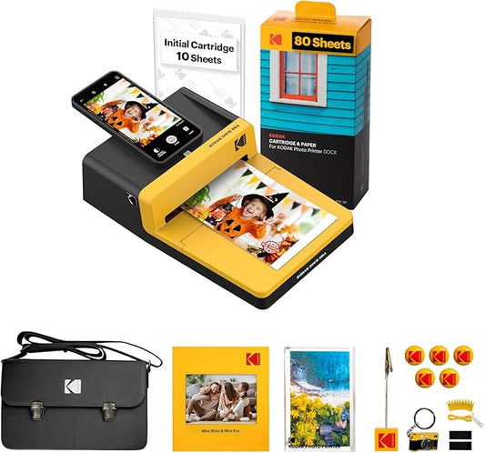 KODAK Dock ERA Plus 4PASS Instant Photo Printer (4x6) (Printer + Initial 10 Sheets + 80 Sheets + Accessories)