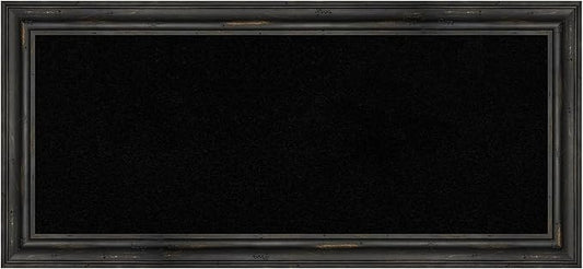 Amanti Art Black Cork Board for Wall, 15x33 Vision Board with Black Wood Frame, Medium Corkboard Office Decor for Home Organization, Country Rustic Corkboard Pinboard to Display Items for Home