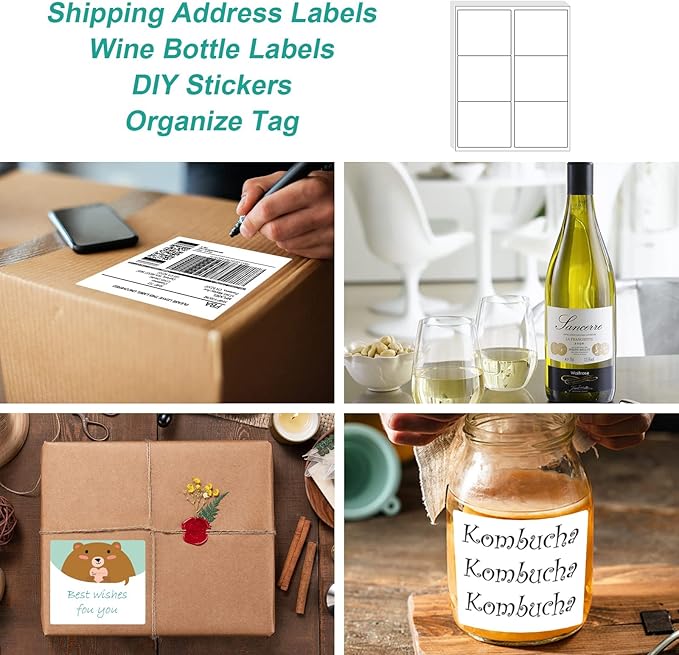 M Flabel 3¾ "" x 4 "" Shipping Address Labels - FBA Ready, 6-Up Sticker, White, Easy Peel, Laser/Ink Jet, 6 Per Page (21000 Labels, 3500 Sheets)
