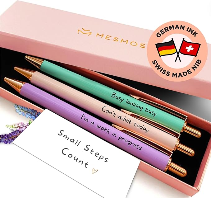 MESMOS 3Pk Funny Pens for Adults, Funny Coworker Gifts, Fun Pens for Adults, Office Supplies for Women, Unique Office Work Gifts for Women