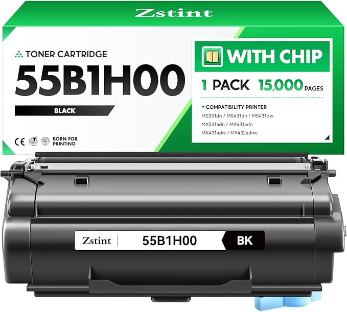 55B1H00 Toner Cartridge with Chip Replacement for Lexmark 55B1H00 55B1000 Compatible with Lexmark MS331 MS431 MX331 MX431 MS431dn MS331dn MS431dw MX331adn MX431adn MX431adw MX432adwe Laser Printer Ink