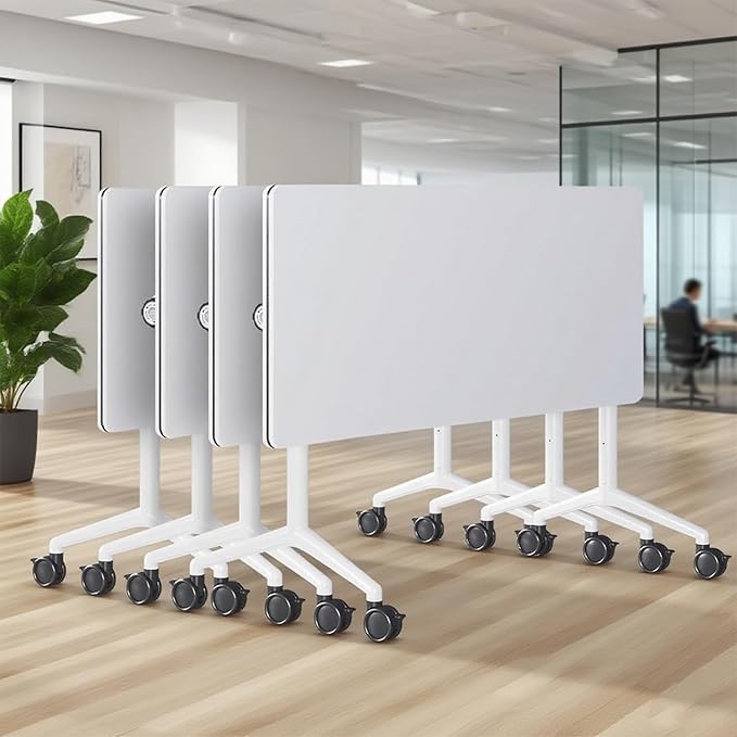 Conference Table,Folding Conference Room Tables Portable Rolling Conference Training Table with Silent Wheels,Mobile Meetings Flip Top Tables for Offices Classrooms Meeting Room (4Pack 61in)