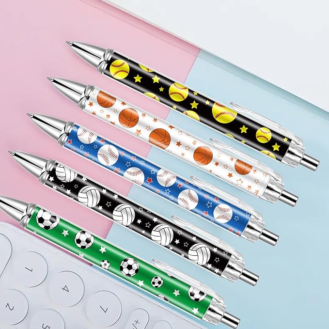 30 PCS Sports Party Favors Ball Theme Ballpoint Pens Ball Gifts for Team with 1mm Black Ink Replaceable Ballpoint Pen Refill for Prize Team School Office Supplies(sports,30)